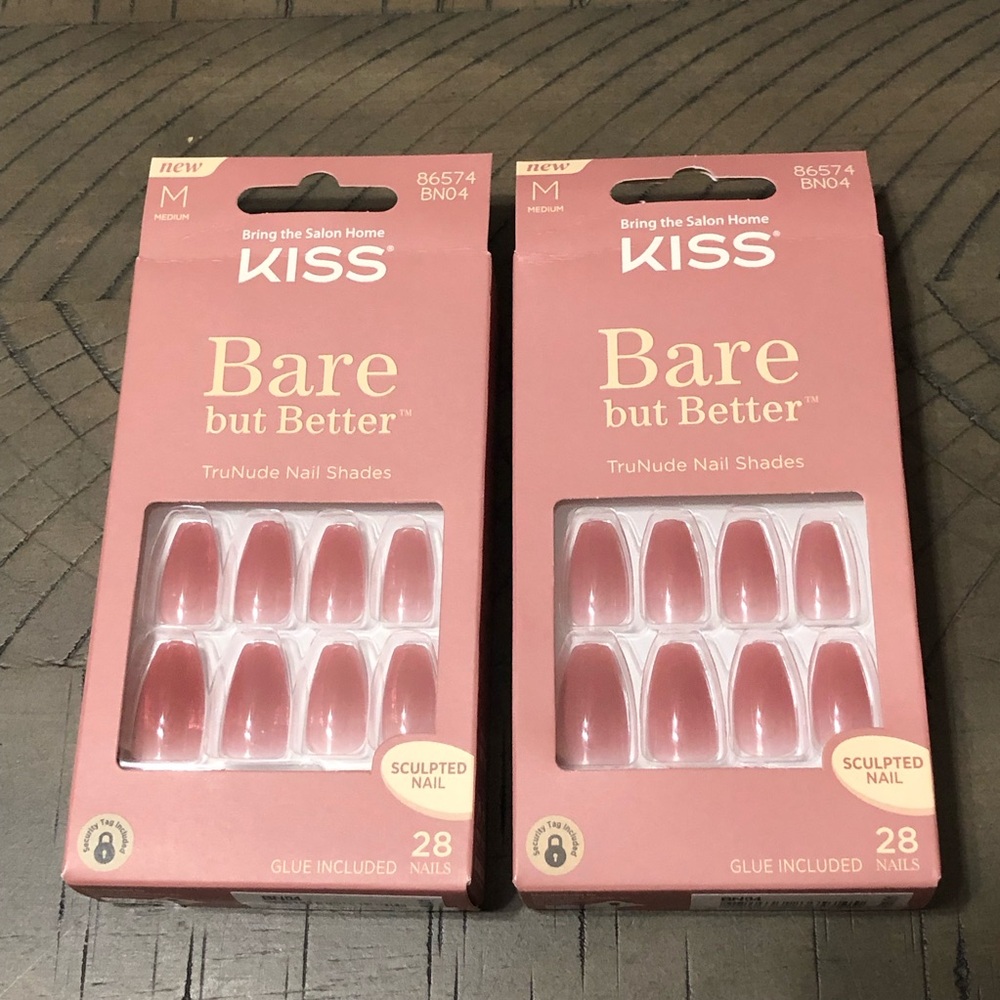 Bundle of 2! KISS Bare but Better Medium Sculpted Nails Nude BN04 - New